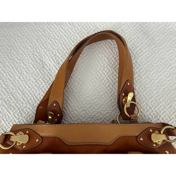 Michael Kors Two Toned Tan & Cognac Shoulder bag Studded Gold Hardware - Picture 7 of 8